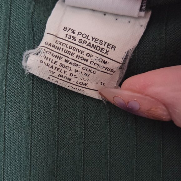 Forest Green Ribbed Wrap Dress - Picture 7 of 7